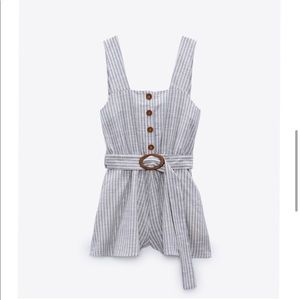 Zara striped mini romper with belt